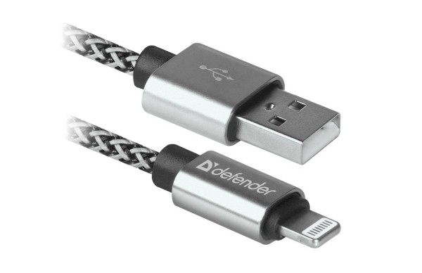 Defender Кабель USB2.0 ACH01-03T PRO Белый, AM-LightningM, 1m, 2.1A