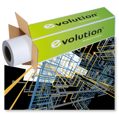 Бумага EVOLUTION  Coated Matte Blue Back Poster Paper 115gr 1.400х100 м  втулка 3" / 76мм  (ex.450L97028)