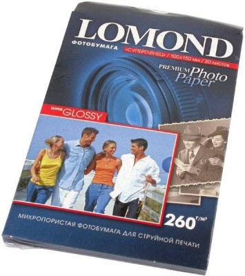 Фотобумага LOMOND Одностороняя Супер Глянцевая, 260г/м2, A5(21x15см) 20л.