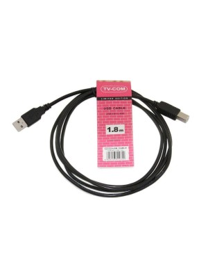 Кабель USB2.0  A-->B 1,8м, чёрный, TV-COM 