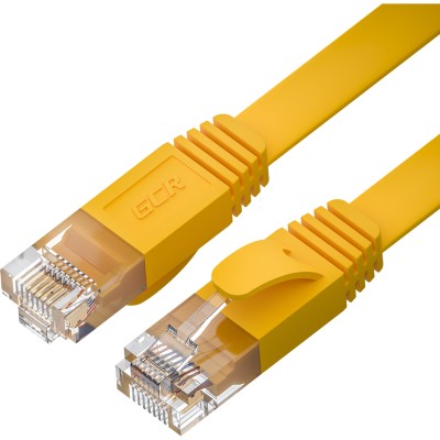 GCR Патч-корд PROF плоский прямой 0.3m, UTP медь кат.6, желтый, 30 AWG, ethernet high speed 10 Гбит/с, RJ45, T568B, GCR-53034 Greenconnect GCR-53034