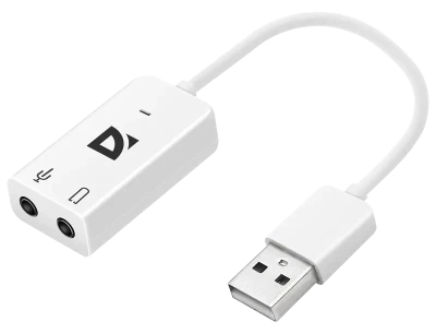Defender Внешняя USB звуковая карта Audio USB USB - 2х3,5 мм jack, 0.1 м Defender 63002