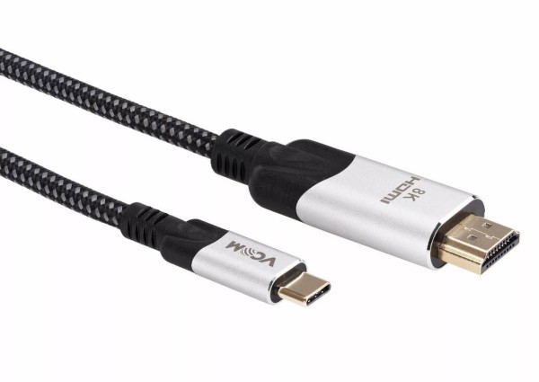 Кабель-адаптер USB 3.1 Type-Cm --> HDMI A(m) 8K@30Hz, 1.8m ,Alumi Shell,VCOM