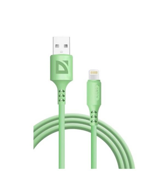 Defender Кабель F207, USB 2.0 (AM) - Apple Lightning (M), 1метр, 2.4А, силиконовая оплетка, зелёный.