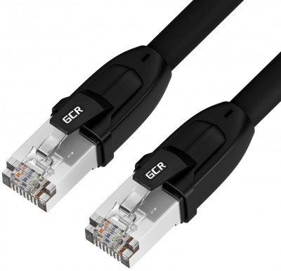 GCR Патч-корд PROF кат.8 ethernet  2.0m F/FTP,  RJ45, CU, 26 AWG, литой, прямой, черный, экранированные коннекторы, GCR-52348 Greenconnect RJ45(m) - RJ45(m) Cat. 8 F/FTP LSZH 2м