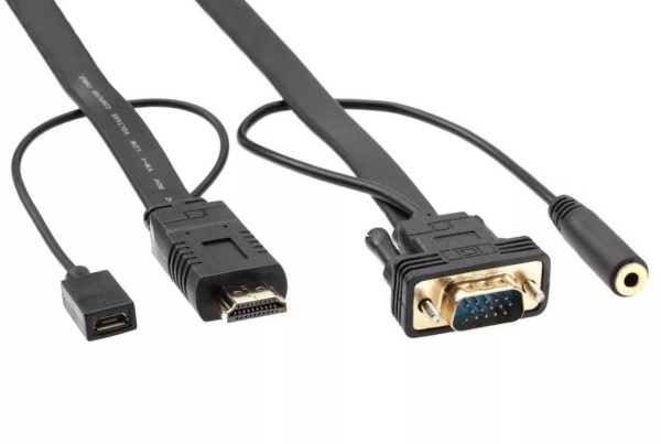 Кабель-переходник HDMI(M)+microUSB --> VGA_M+audio 1,8м 1080*60Hz, VCOM 