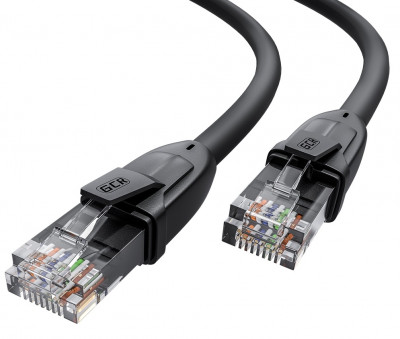 GCR Патч-корд прямой 10.0m UTP кат.6, черный, 24 AWG, литой без фиксатора, ethernet high speed 1 Гбит/с, RJ45, T568B, GCR-52536 Greenconnect RJ45(m) - RJ45(m) Cat. 6 U/UTP PVC 10м