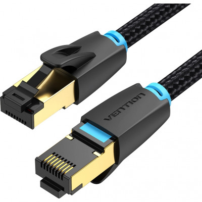 Патч-корд Vention прямой SFTP cat.8 RJ45 - 0,5м. Черный Тканевая оплетка Vention IKGBD