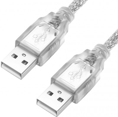 Greenconnect Кабель 0.5m USB 2.0, AM/AM, прозрачный, 28/28 AWG, экран, армированный, морозостойкий, GCR-UM3M-BB2S-0.5m Greenconnect USB 2.0 Type-AM - USB 2.0 Type-AM 0.5м