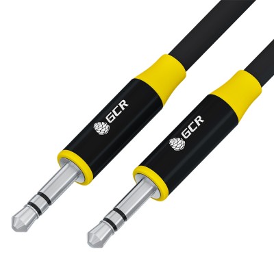 GCR Кабель 3.0m аудио jack 3.5mm/jack 3.5mm черный, AL case черный, желтая окантовка, M/M, GCR-54757 Greenconnect GCR-54757