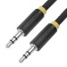 GCR Кабель 0.25m аудио jack 3,5mm/jack 3,5mm, нейлон, черный, желтая окантовка, ультрагибкий, 28 AWG, M/M, Premium, экран, стерео, GCR-53540 Greenconnect GCR-53540