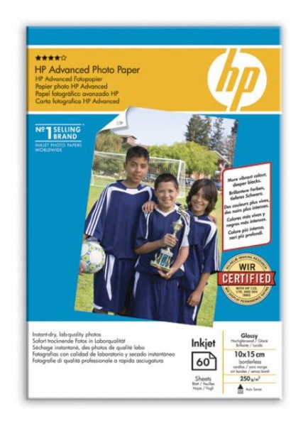 Фотобумага HP Улучшенная  Глянцевая, 250г/м2, A6 (10X15)/60л.