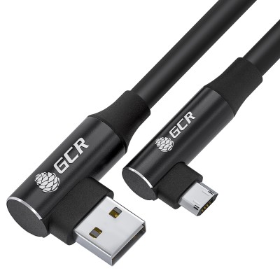 GCR Кабель PREMIUM 0.25m MicroUSB угловой двусторонний, белый, AL case черный, 28/24 AWG, GCR-55108 GreenConnect GCR-55108