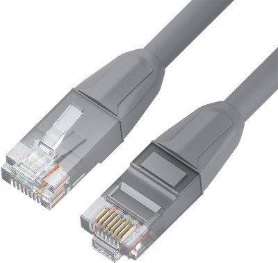 GCR Патч-корд прямой 2.0m LSZH UTP кат.6, серый, 24 AWG, литой без фиксатора, ethernet high speed, RJ45, T568B, GCR-52750 Greenconnect RJ45(m) - RJ45(m) Cat. 6 U/UTP LSZH 2м