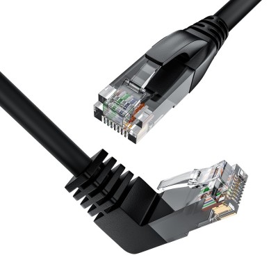 GCR Патч-корд 1.0m UTP кат.6, черный, верхний угол, литой, ethernet high speed, RJ45, T568B GreenConnect GCR-53925